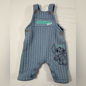 Disney Baby 0/3M Stitch Aloha! Ohana! Unisex Baby Blue Quilted Overalls